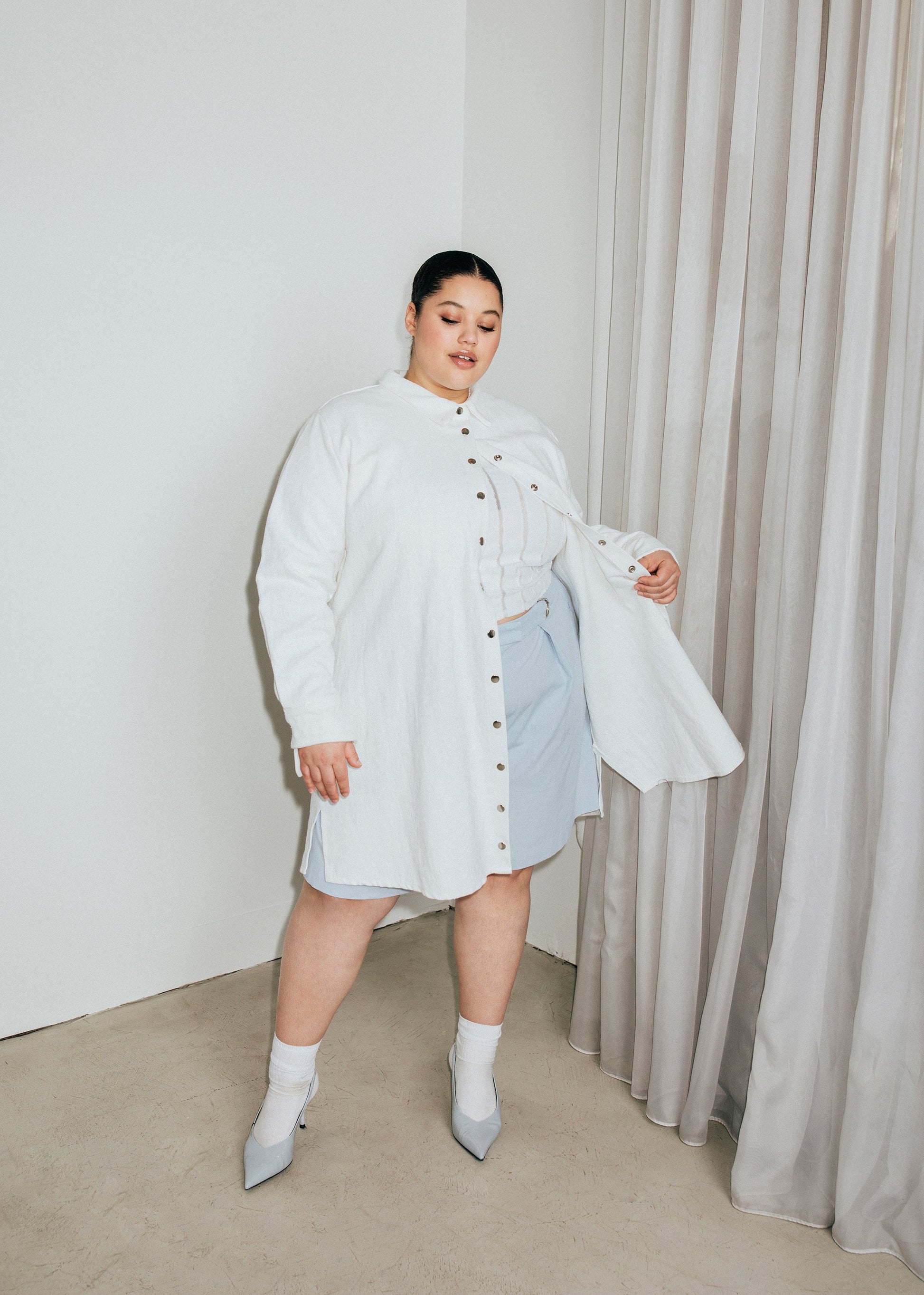 Linen Pleated Shacket