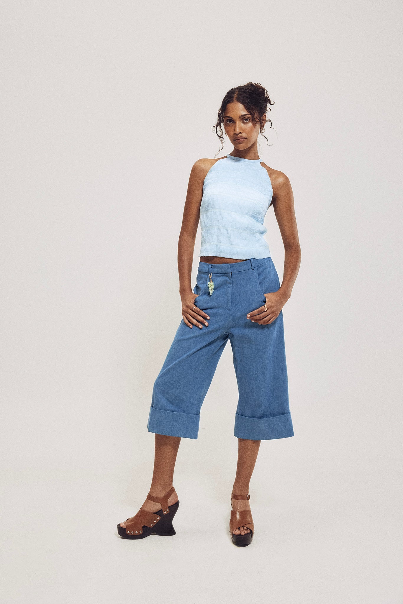 Ruched Chiffon Halter Top