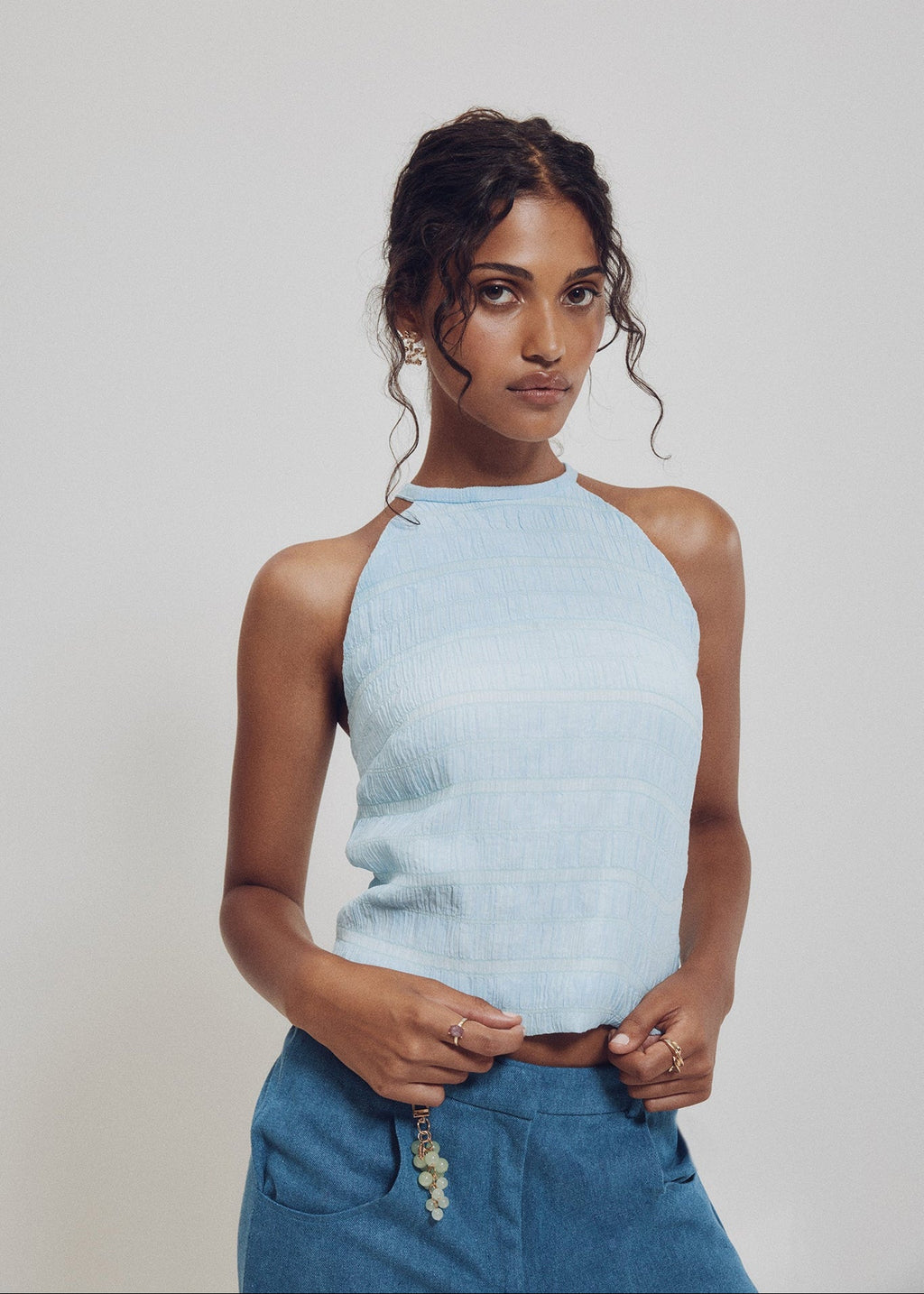 Ruched Chiffon Halter Top