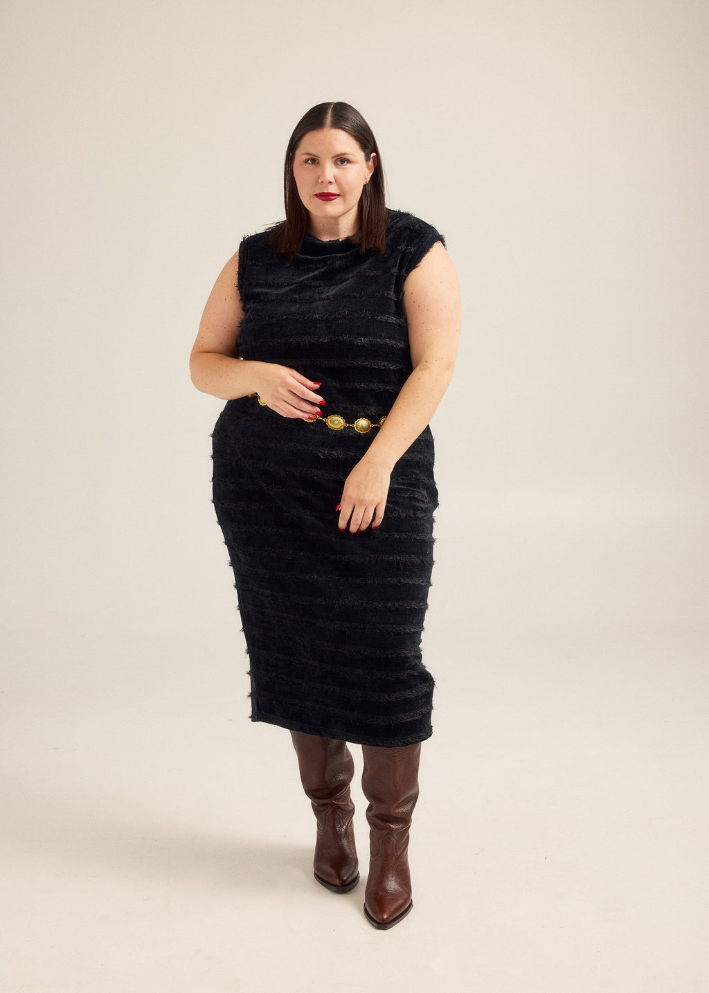 Textured Knit Midi Dress
