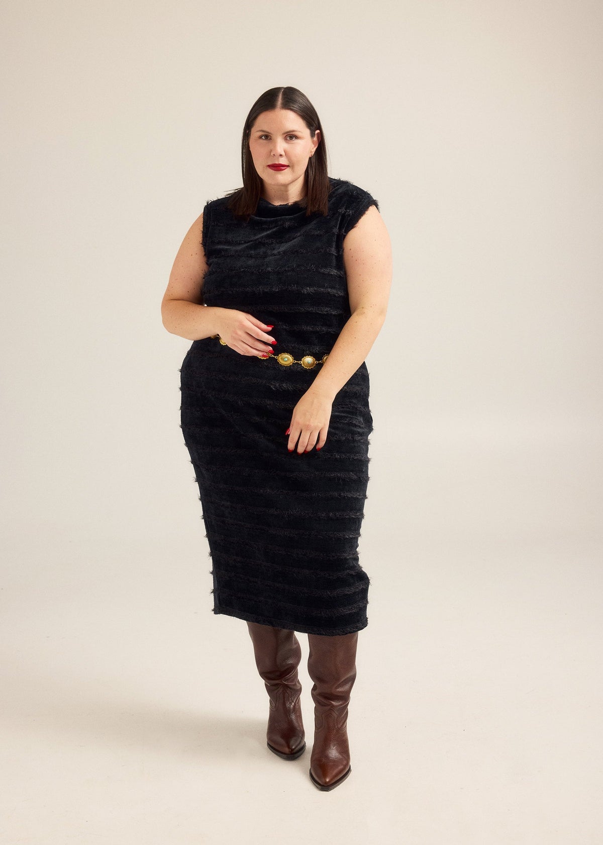 Textured Knit Midi Dress