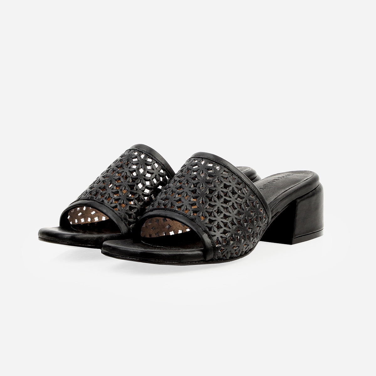 The Paloma Heeled Sandal Perforated Black