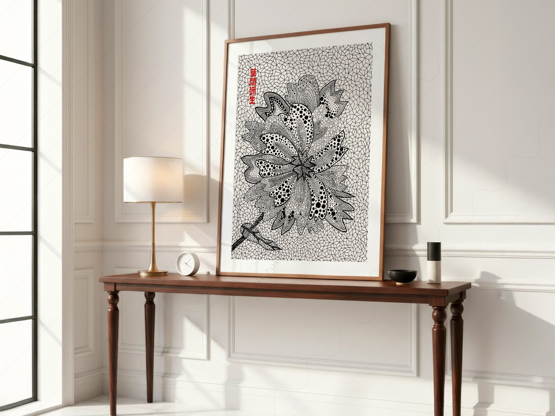 Yayoi Kusama Floral Art Print – Black and White Contemporary Poster