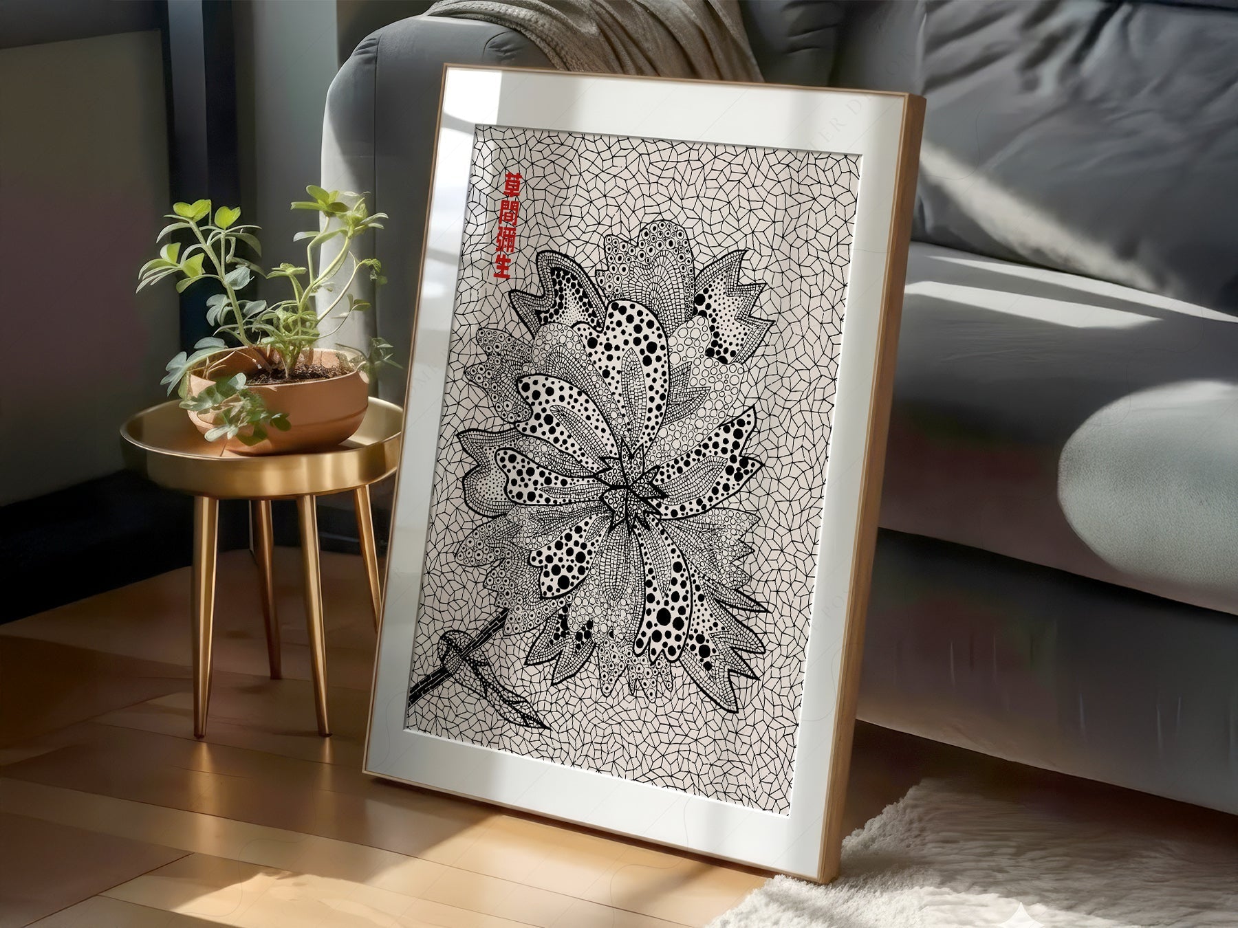 Yayoi Kusama Floral Art Print – Black and White Contemporary Poster
