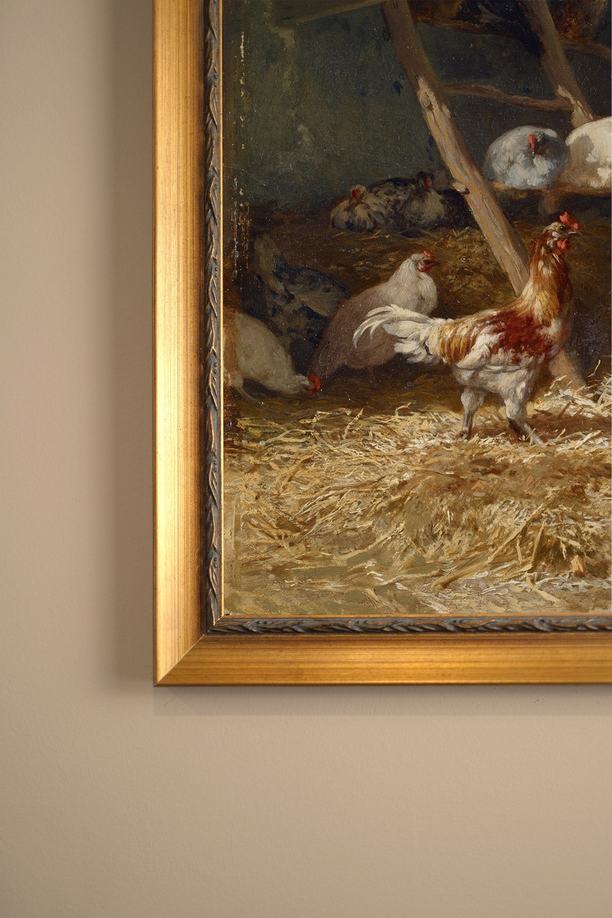 Farm Awakening, Vintage Frame Gold