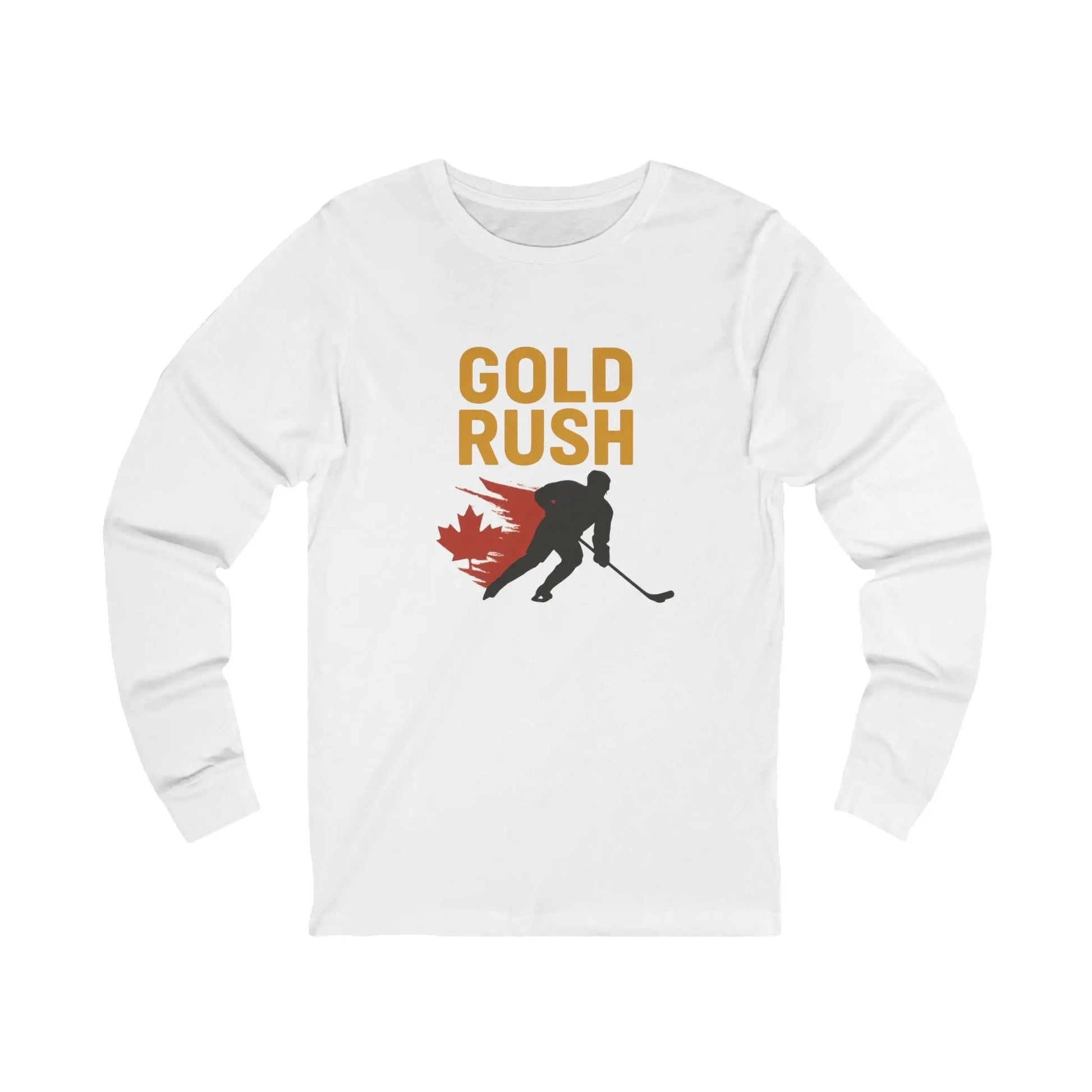 Gold Rush Hockey Unisex Long Sleeve Shirt - Canada Olympic Gold - Maple Stick Hockey