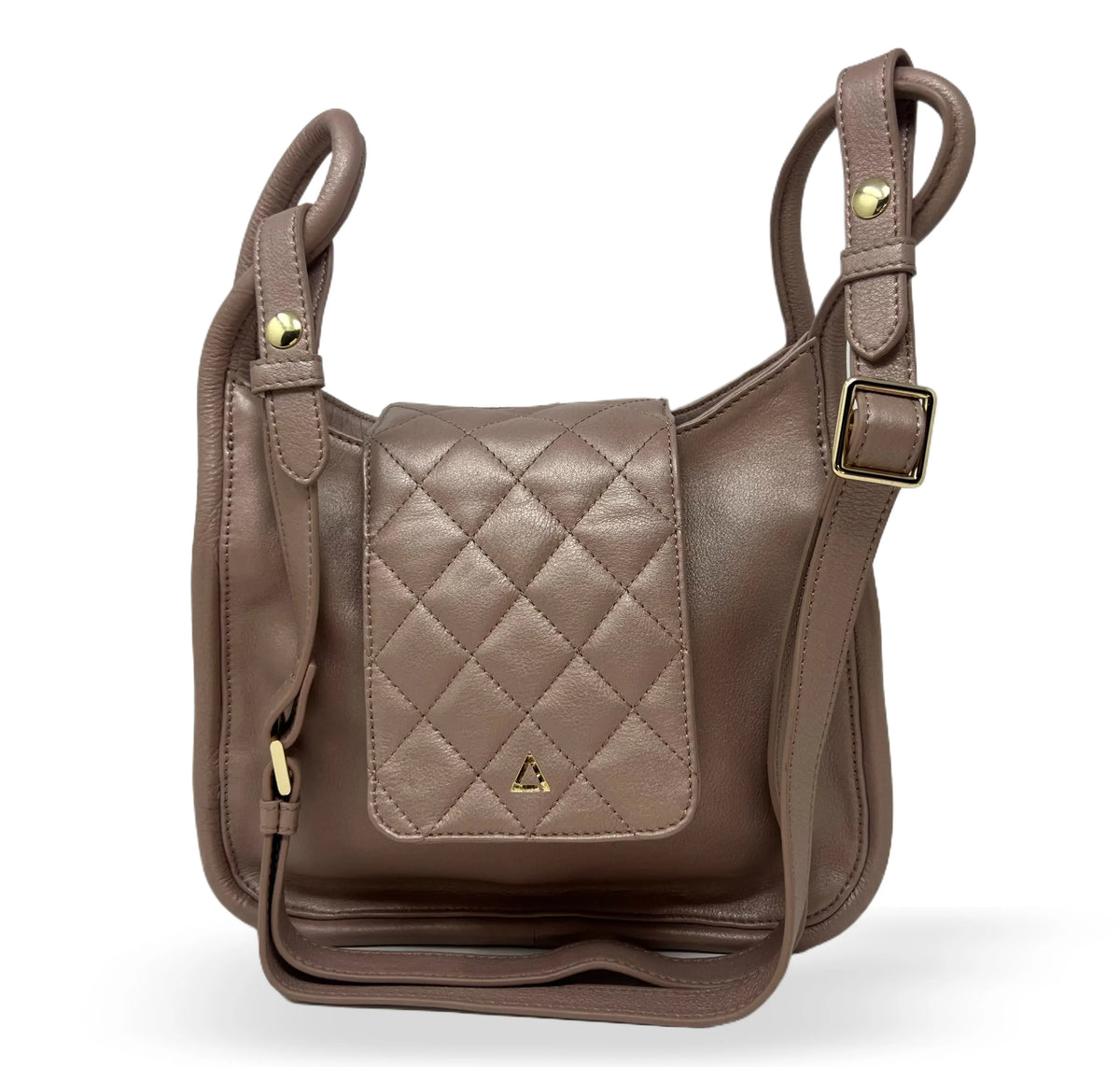 Platinum Leather Handbag, 2-in-1, Bianca