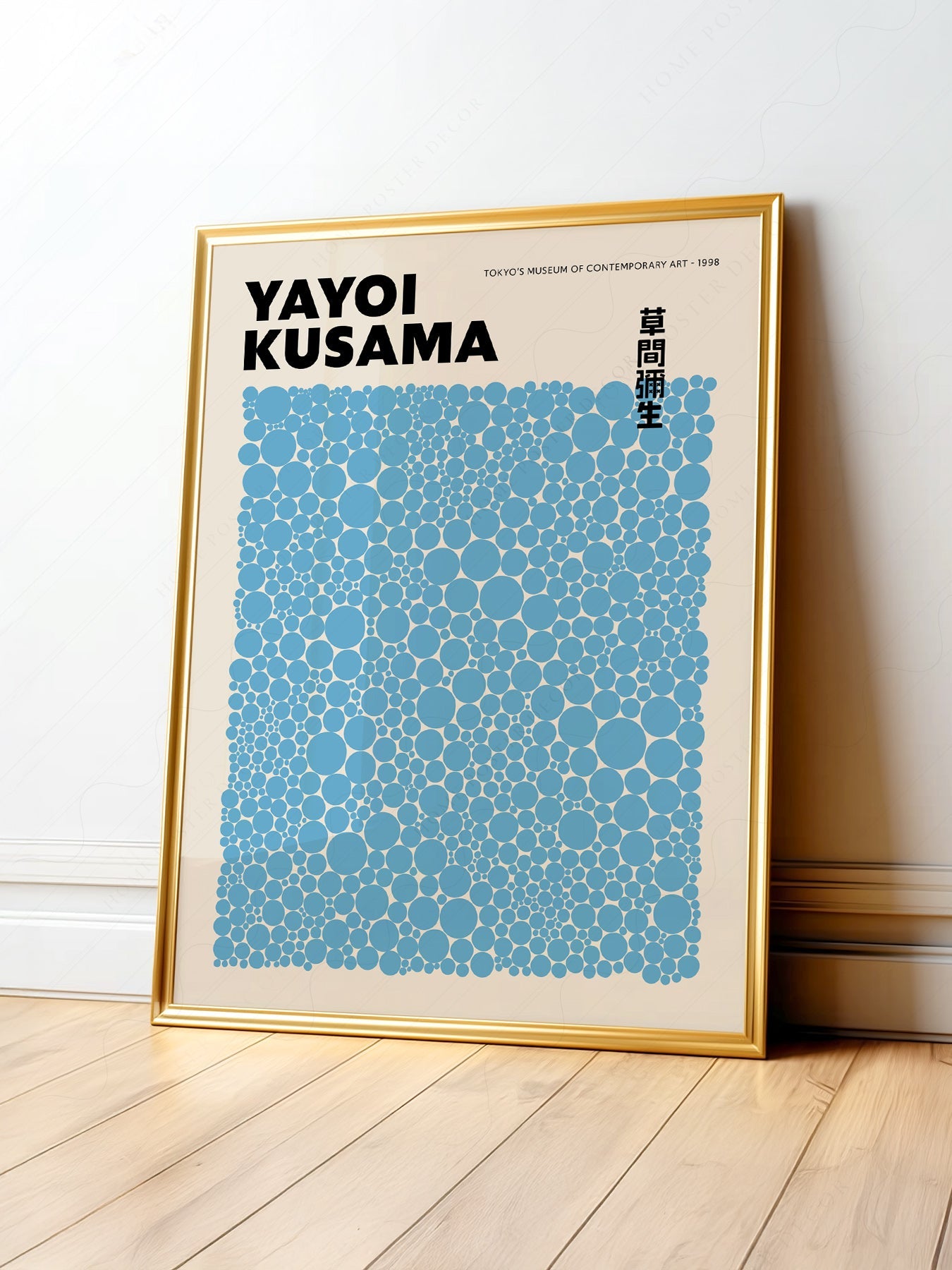 Yayoi Kusama Blue Dots Exhibition Poster – Contemporary Japanese Wall Art