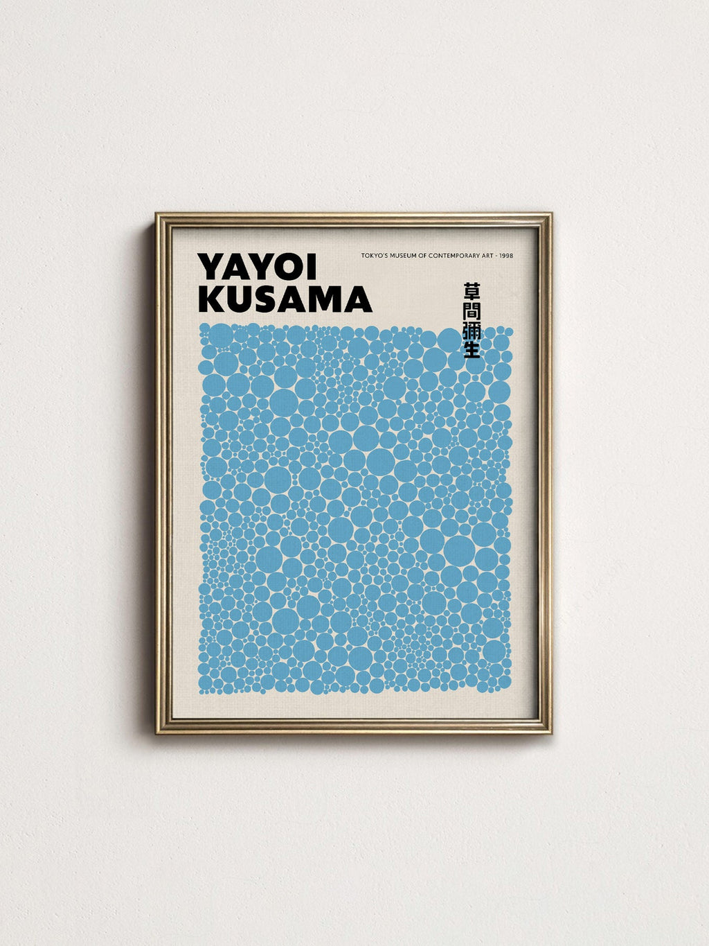 Yayoi Kusama Blue Dots Exhibition Poster – Contemporary Japanese Wall Art