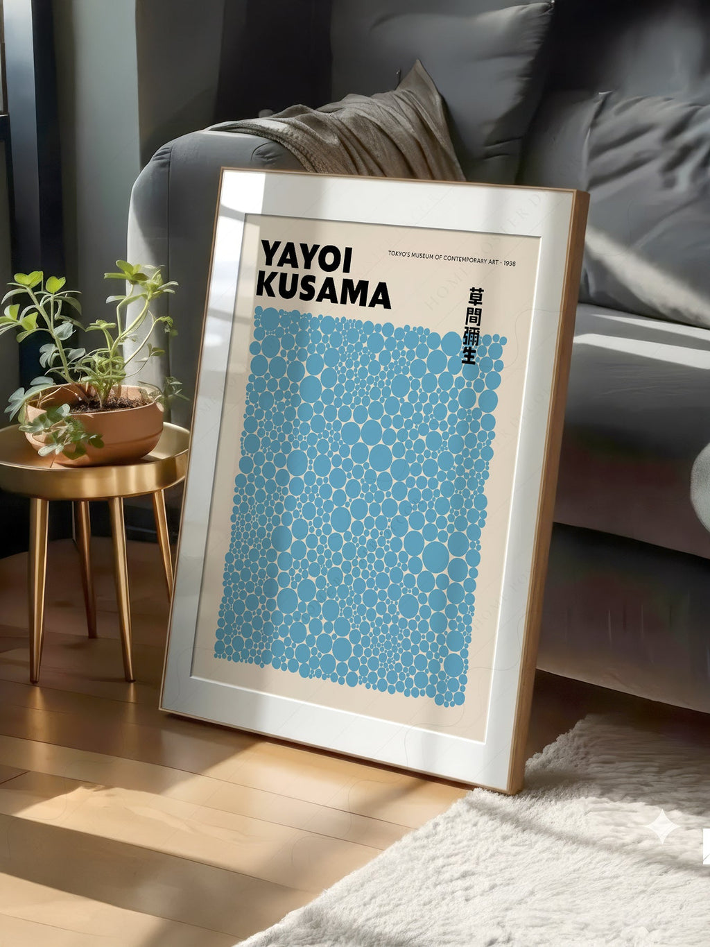 Yayoi Kusama Blue Dots Exhibition Poster – Contemporary Japanese Wall Art