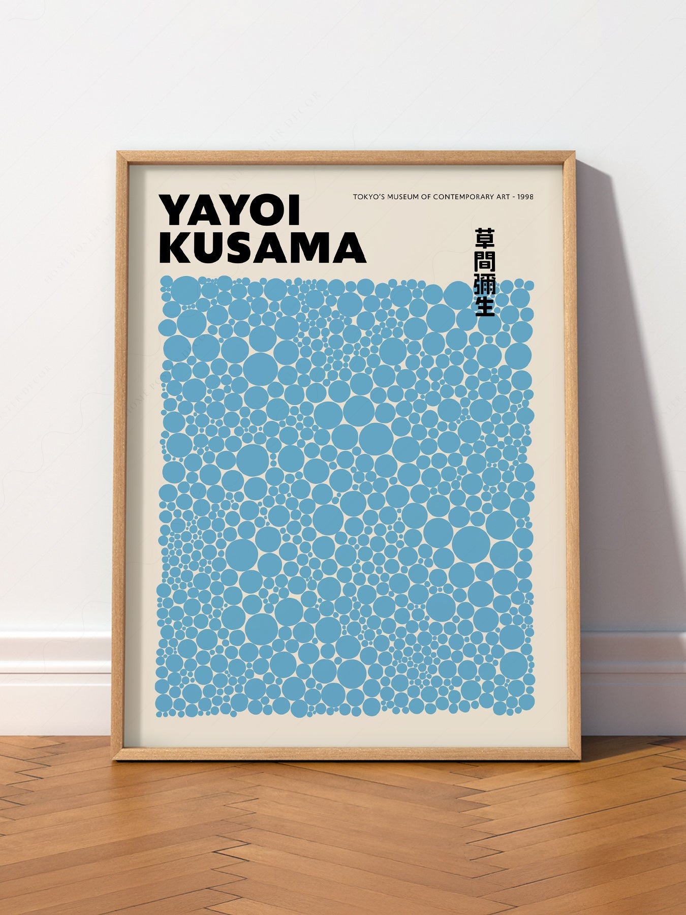 Yayoi Kusama Blue Dots Exhibition Poster – Contemporary Japanese Wall Art