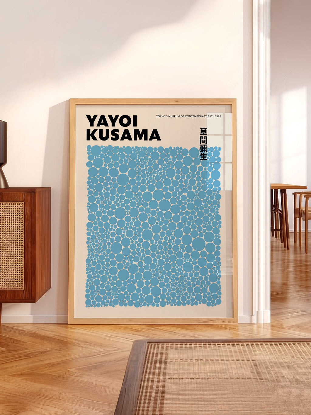 Yayoi Kusama Blue Dots Exhibition Poster – Contemporary Japanese Wall Art