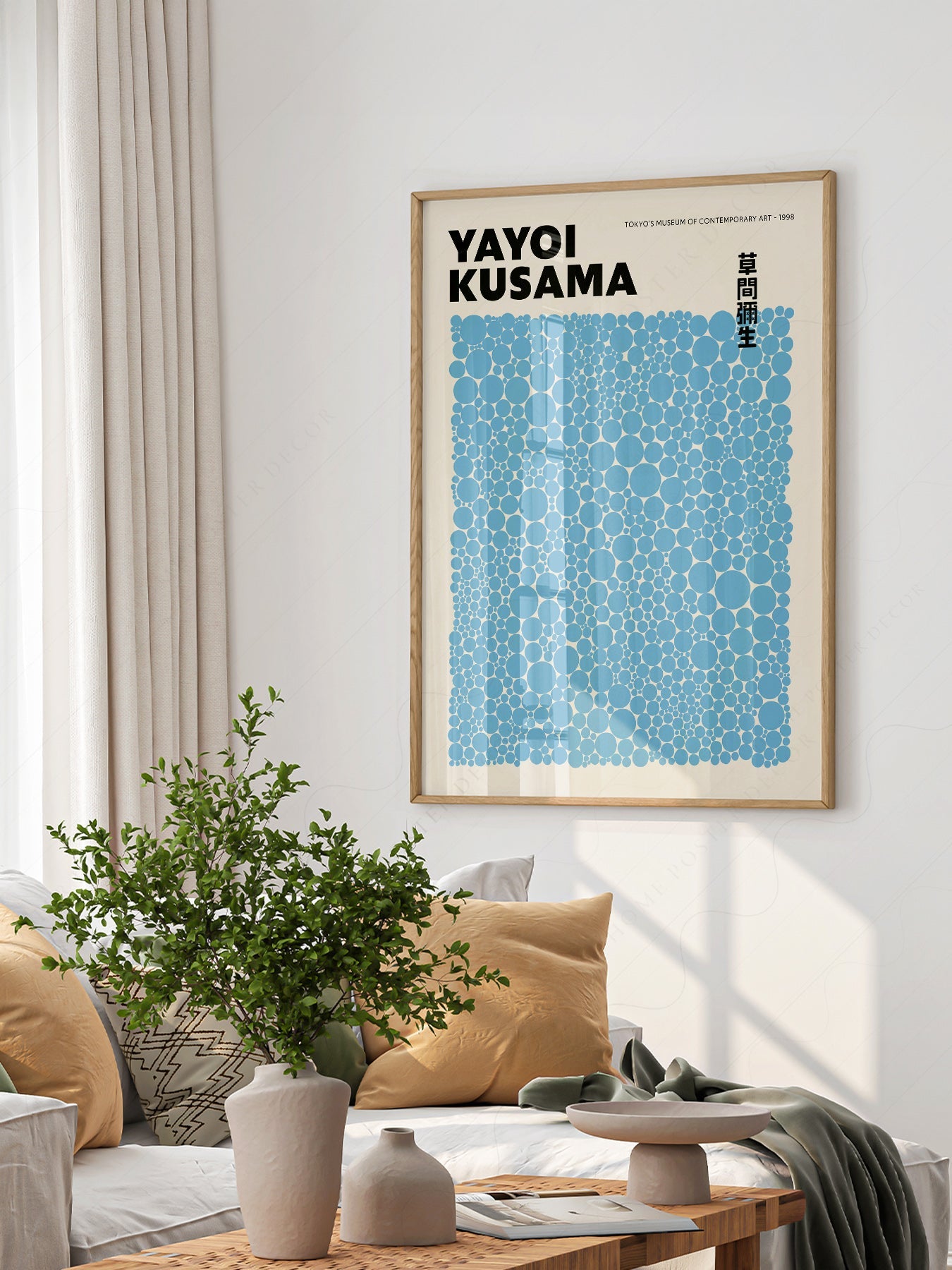 Yayoi Kusama Blue Dots Exhibition Poster – Contemporary Japanese Wall Art