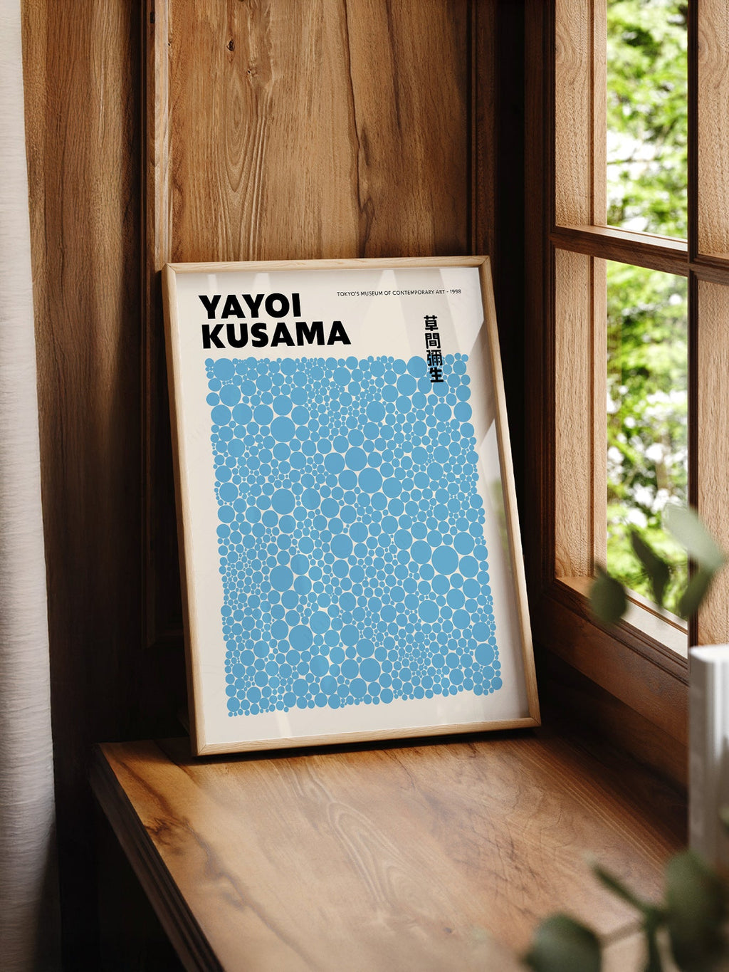 Yayoi Kusama Blue Dots Exhibition Poster – Contemporary Japanese Wall Art