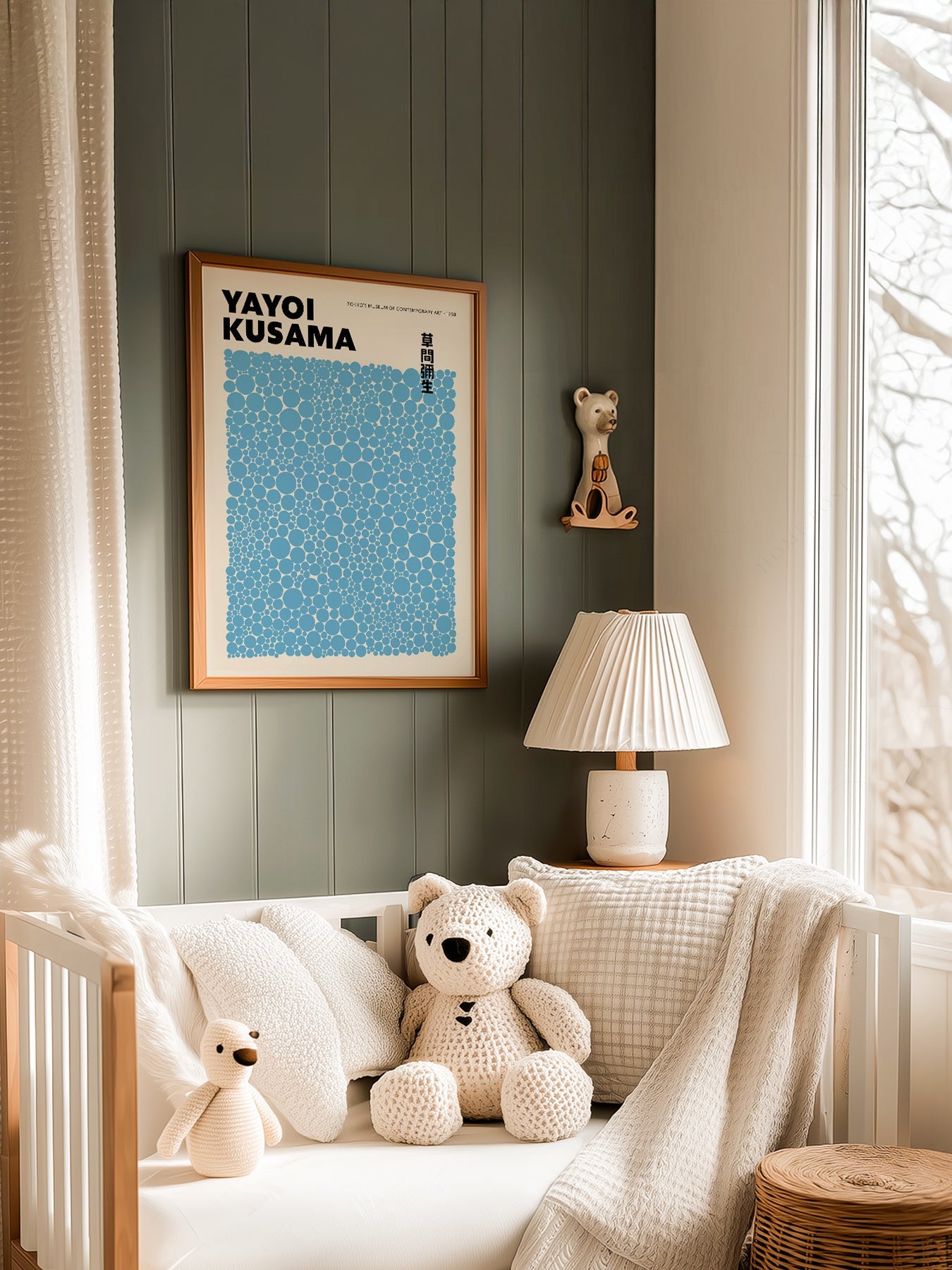 Yayoi Kusama Blue Dots Exhibition Poster – Contemporary Japanese Wall Art
