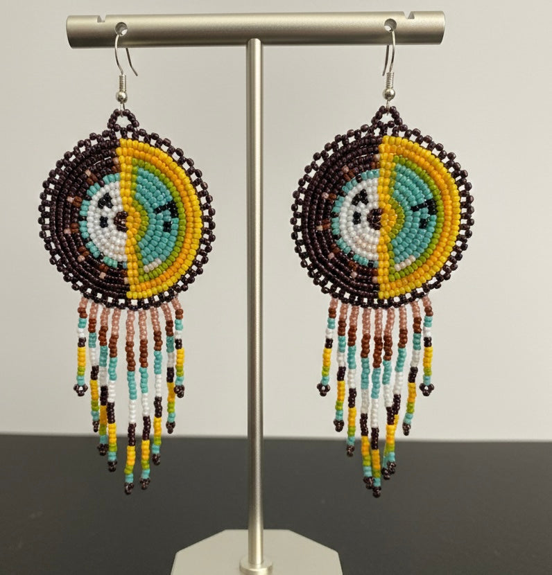 Dark Purple Sun & Moon Beaded Fringe