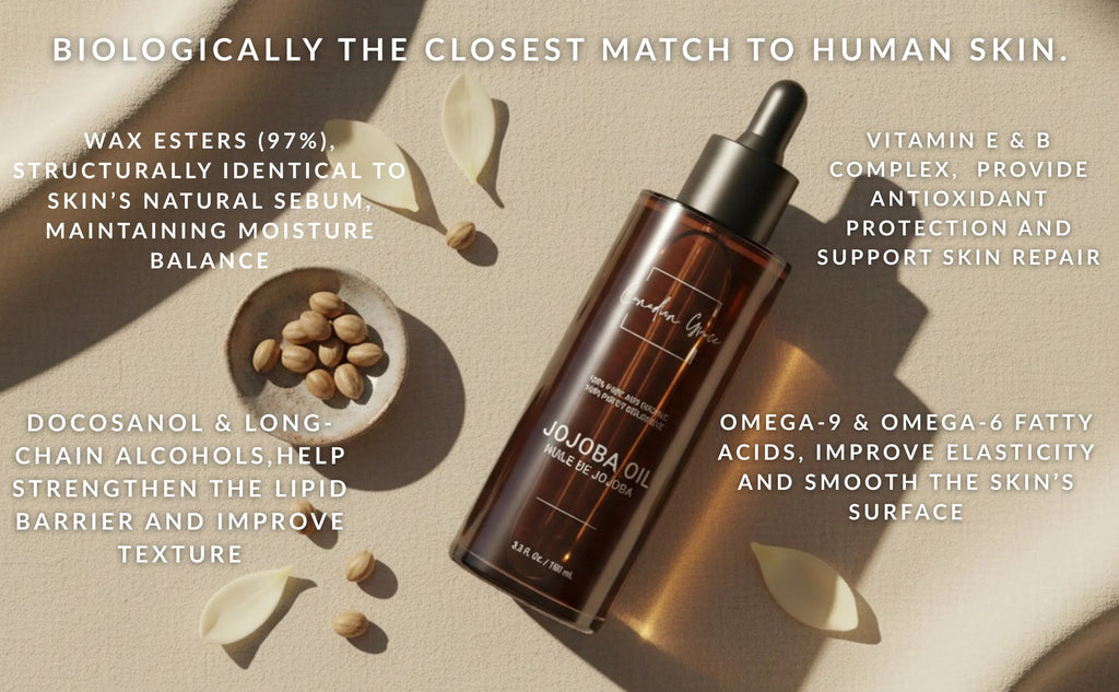 Canadian Grace 100% Organic Jojoba Oil – For Sensitive, Reactive & Acne-Prone Skin + Dry-Feeling or Oily Scalp
