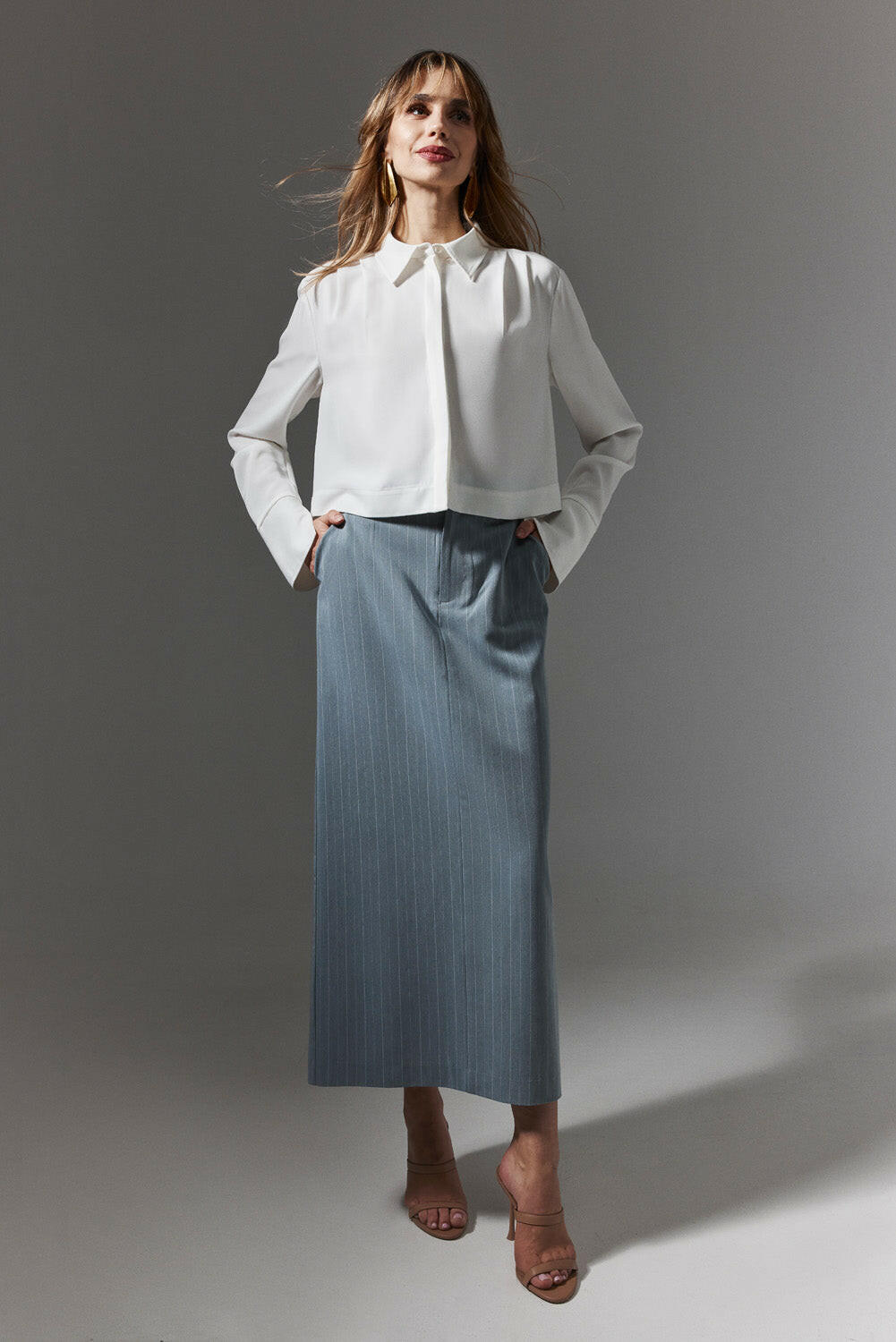 Satin long sleeve shirt