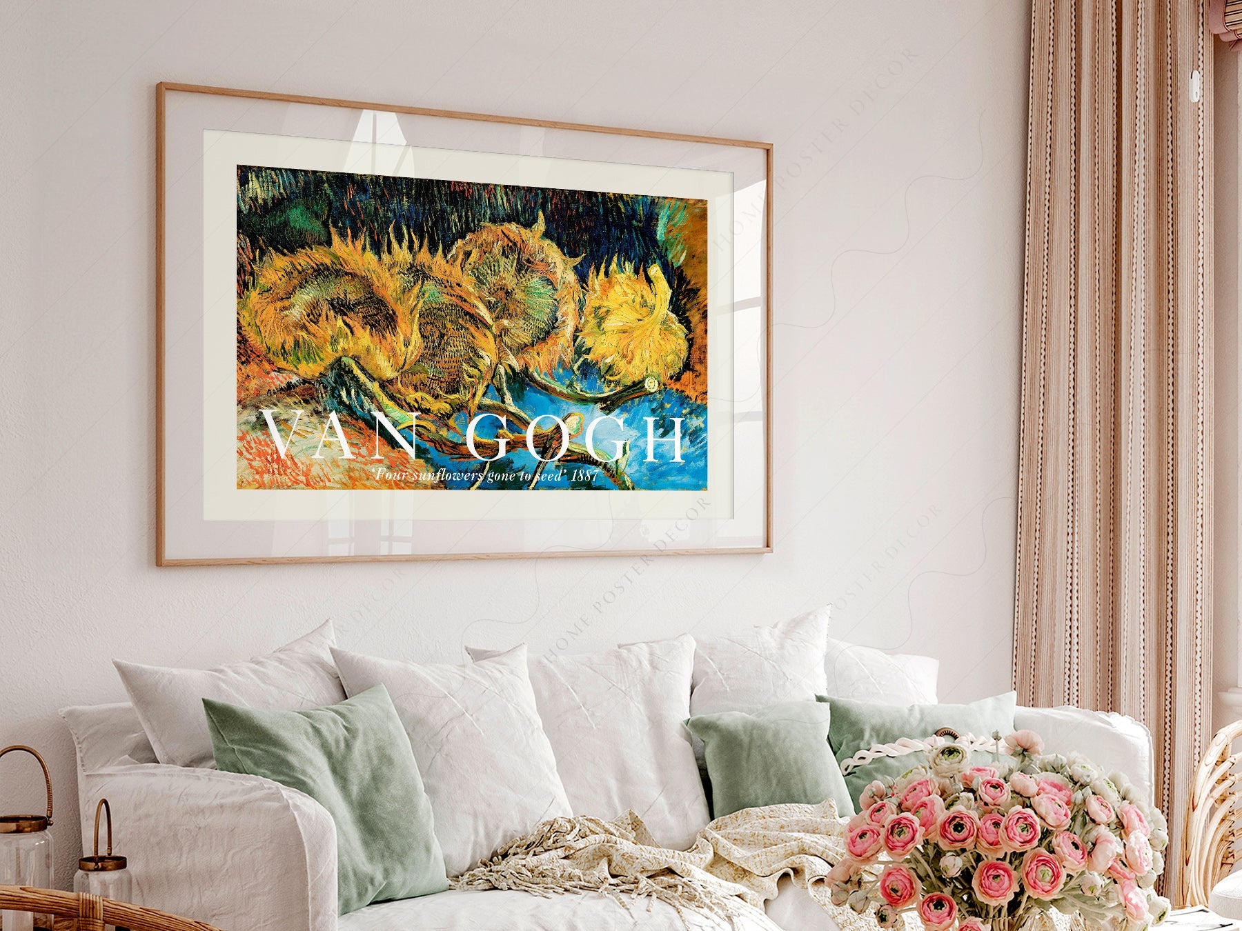 Van Gogh Four Sunflowers Gone to Seed Art Print – Famous Painting Wall Art