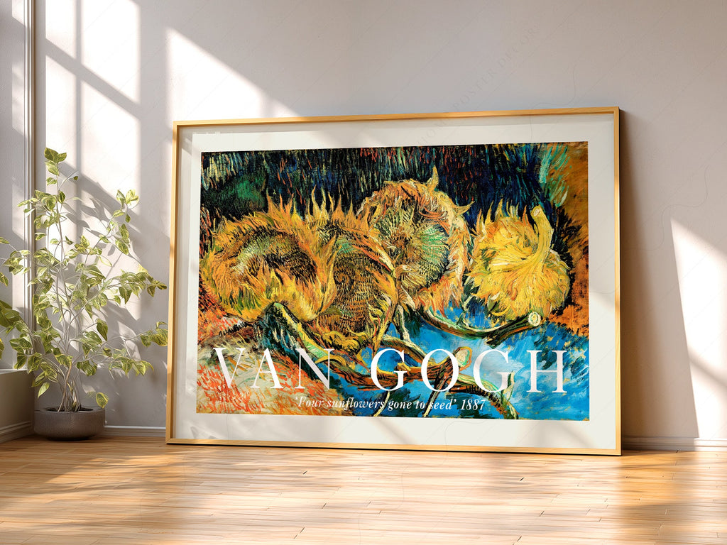 Van Gogh Four Sunflowers Gone to Seed Art Print – Famous Painting Wall Art