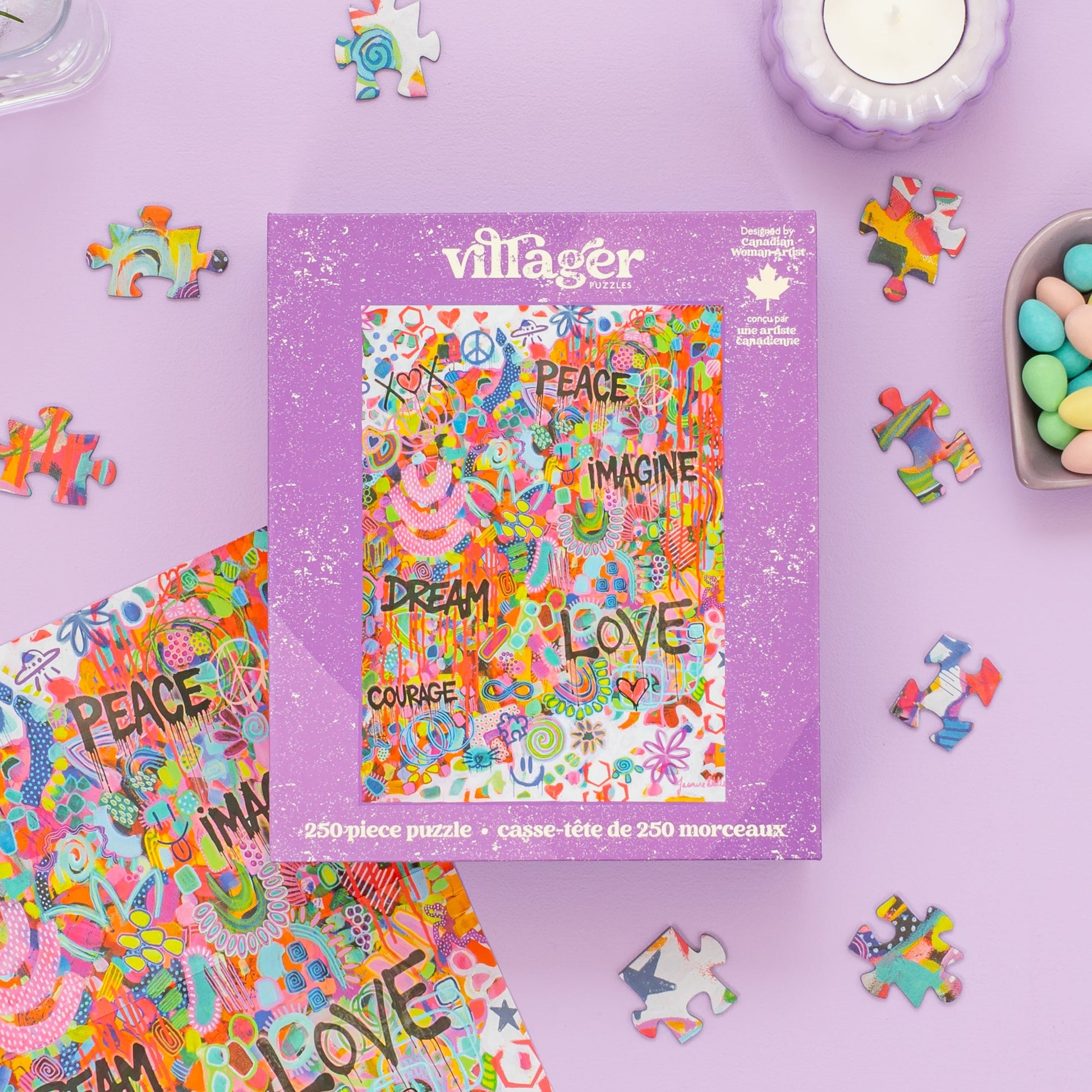 Pink Graffiti | 250 Piece Puzzle | Kids & Adults | Designed in Canada by Jasmine Dhillon