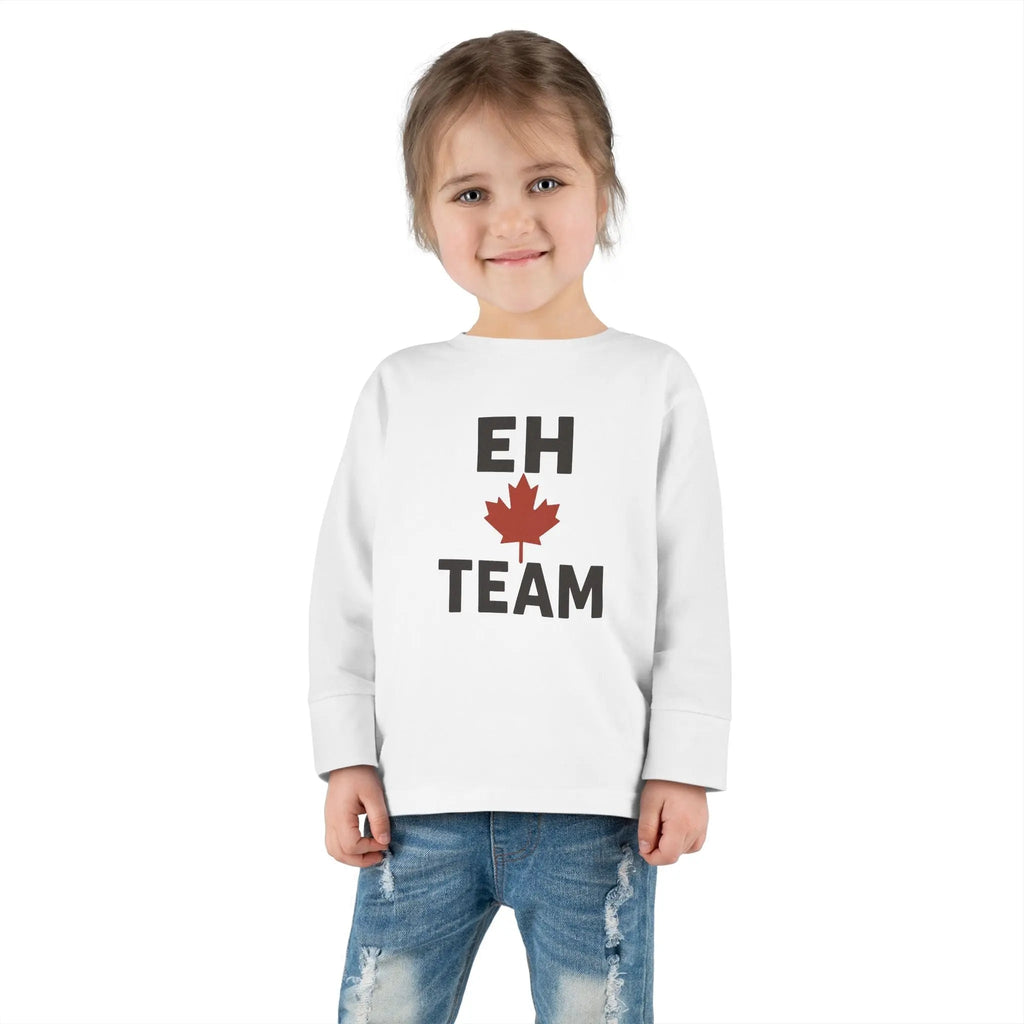 T-shirt à manches longues pour tout-petit Maple Stick « Eh Team » – Fierté de la feuille d'érable