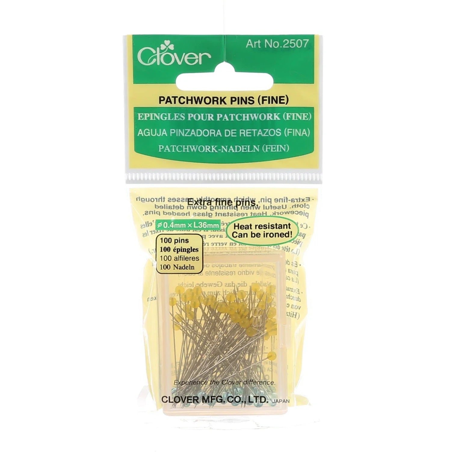 Clover 2507 - Épingles à tête de verre patchwork - Fines