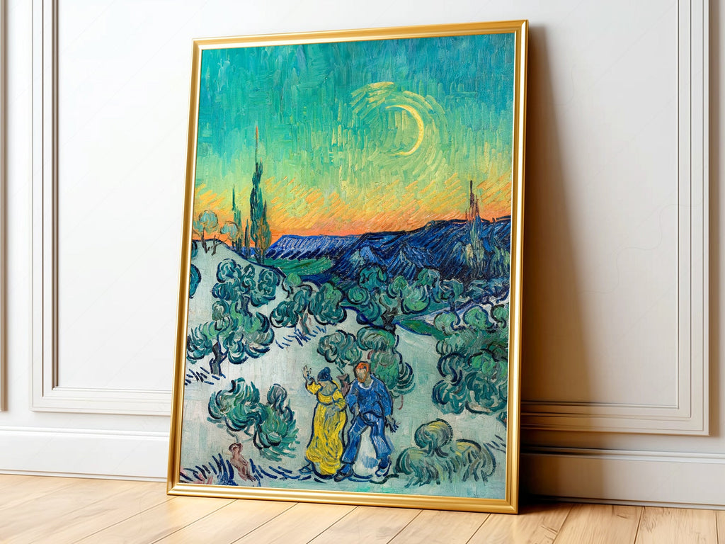 Van Gogh A Walk at Twilight Art Print – Famous Painting Wall Decor