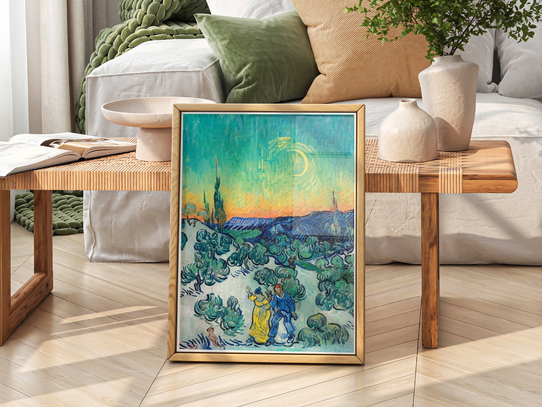 Van Gogh A Walk at Twilight Art Print – Famous Painting Wall Decor