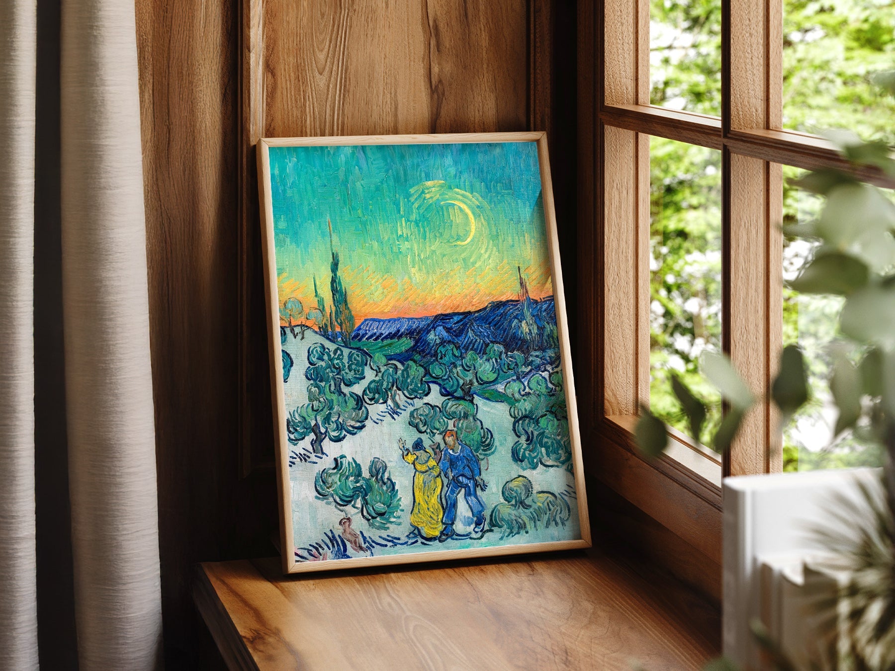 Van Gogh A Walk at Twilight Art Print – Famous Painting Wall Decor