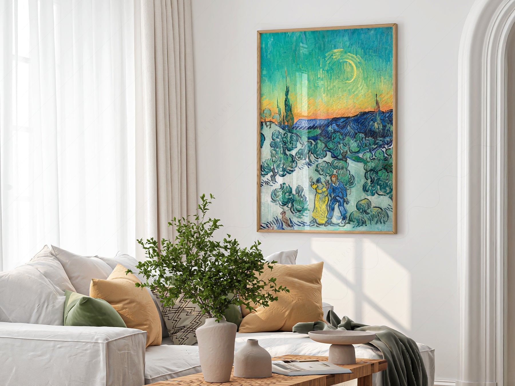 Van Gogh A Walk at Twilight Art Print – Famous Painting Wall Decor