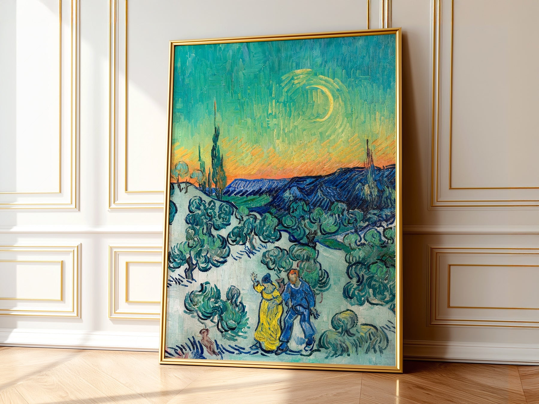 Van Gogh A Walk at Twilight Art Print – Famous Painting Wall Decor