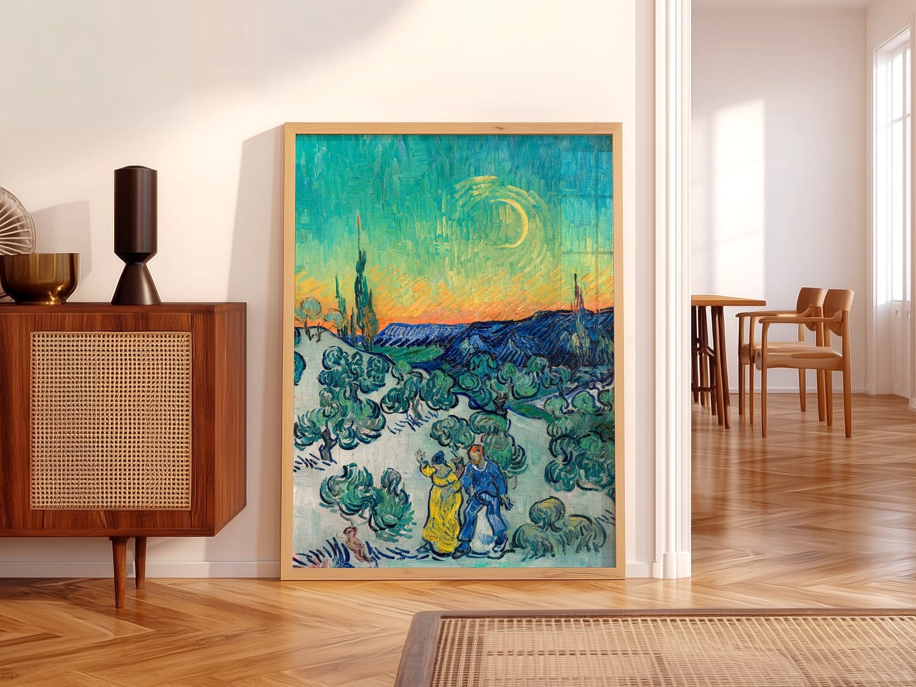 Van Gogh A Walk at Twilight Art Print – Famous Painting Wall Decor