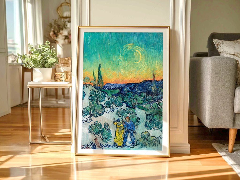 Van Gogh A Walk at Twilight Art Print – Famous Painting Wall Decor