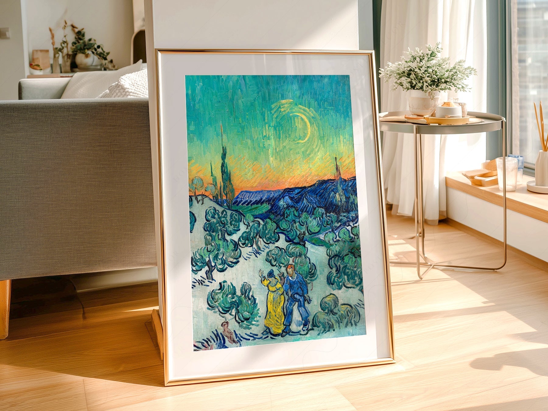 Van Gogh A Walk at Twilight Art Print – Famous Painting Wall Decor