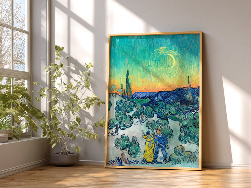 Van Gogh A Walk at Twilight Art Print – Famous Painting Wall Decor