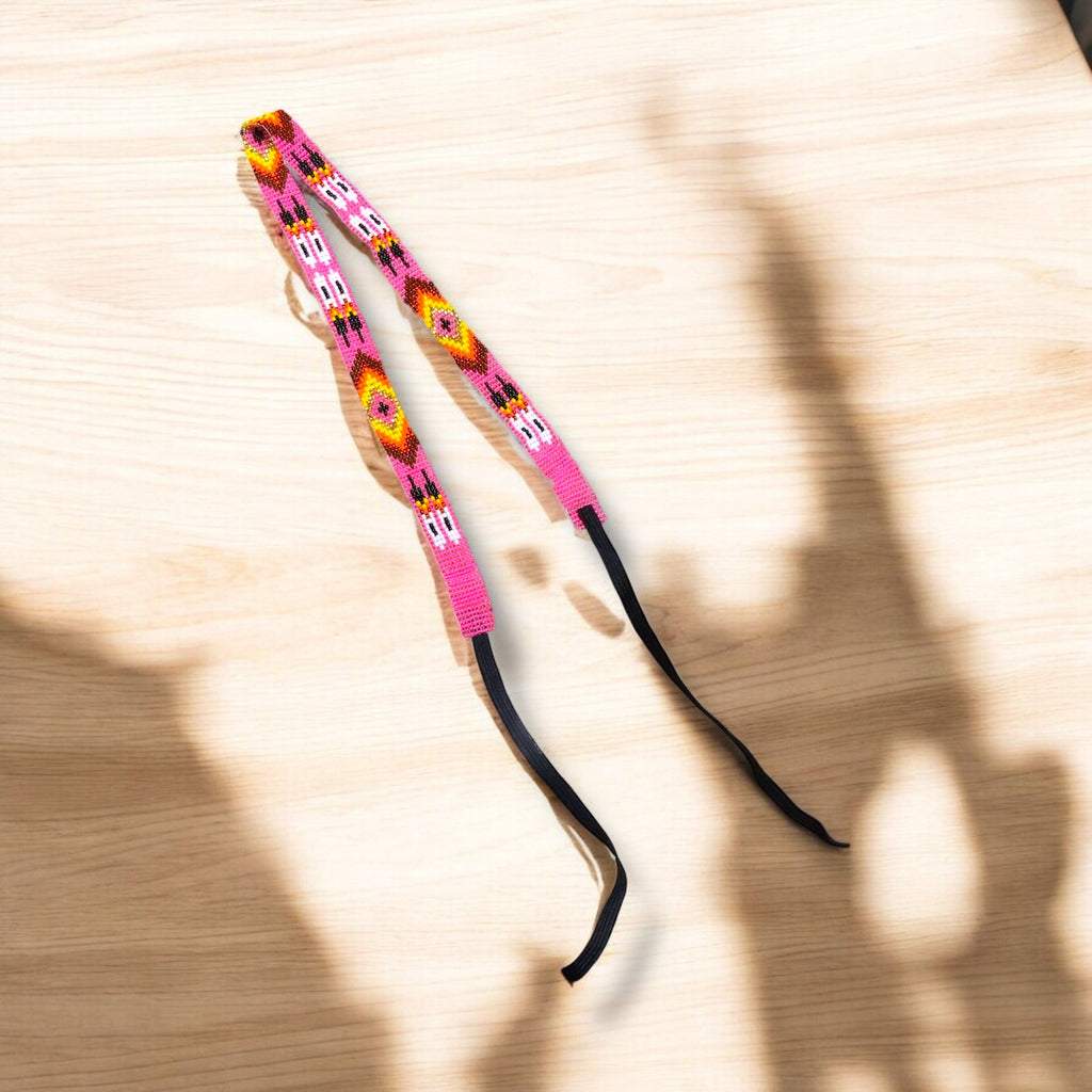 Hot Pink Handmade Beaded Hatband
