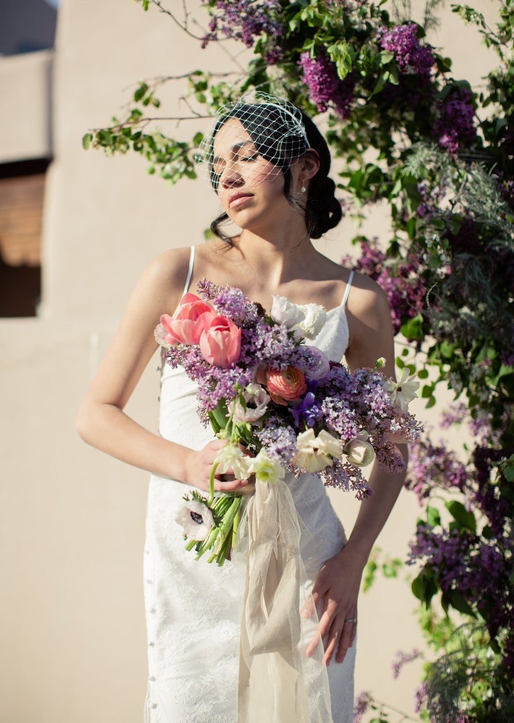 SARAH Ivory Bridal Birdcage Veil on Headband