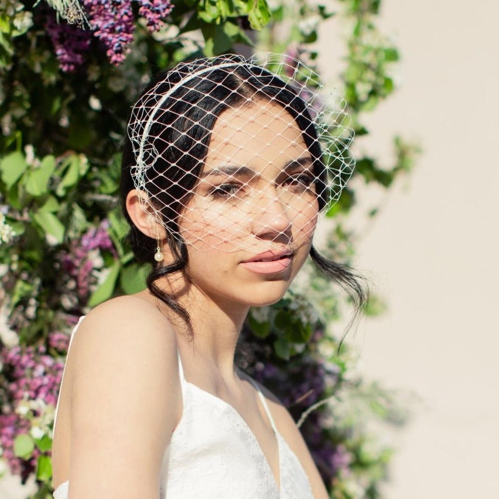 SARAH Ivory Bridal Birdcage Veil on Headband