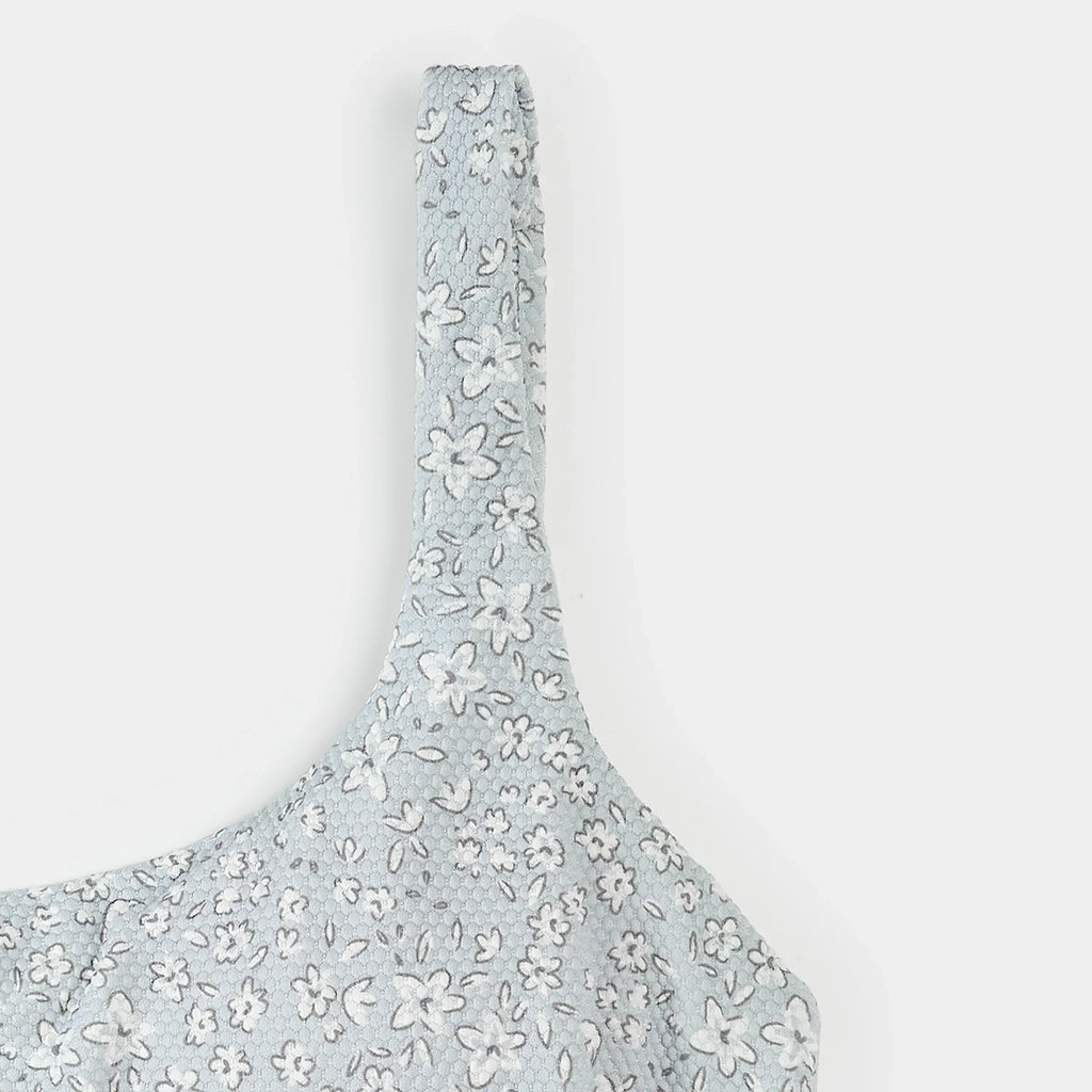 Women's Bikini Set | Vintage Flowers Print on Powder Blue | Petit Lem