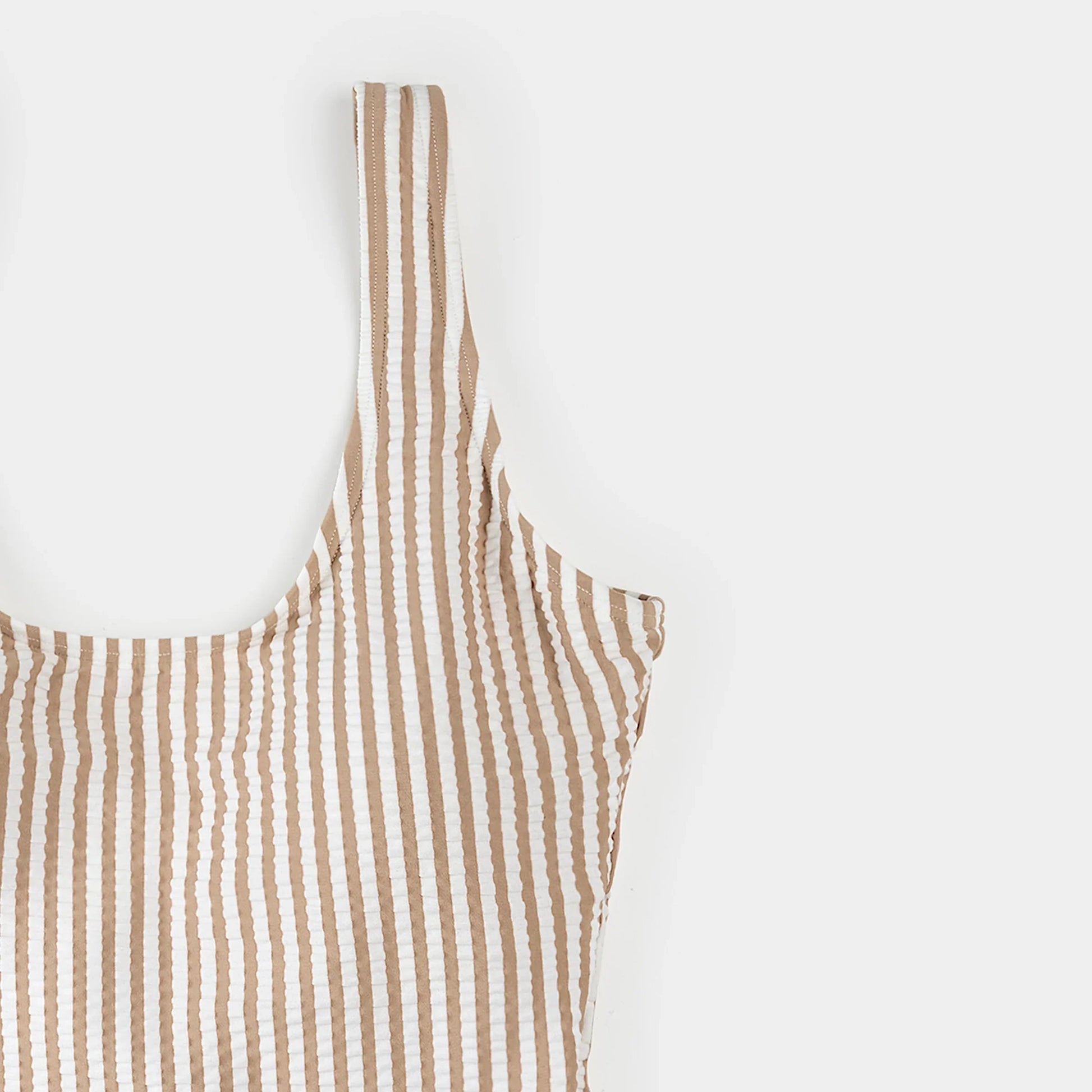 Women's One-Piece Swimsuit | Taupe Stripe Seersucker | Petit Lem