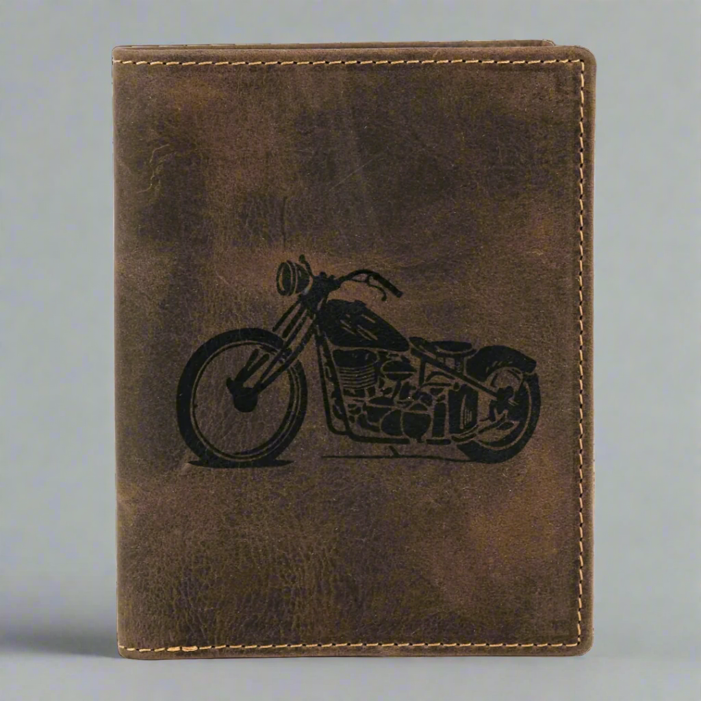 Portefeuille en cuir vieilli pour homme MET, motif motard