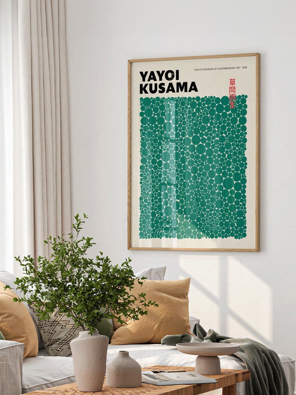 Yayoi Kusama Green Dots Exhibition Poster – Contemporary Japanese Wall Art