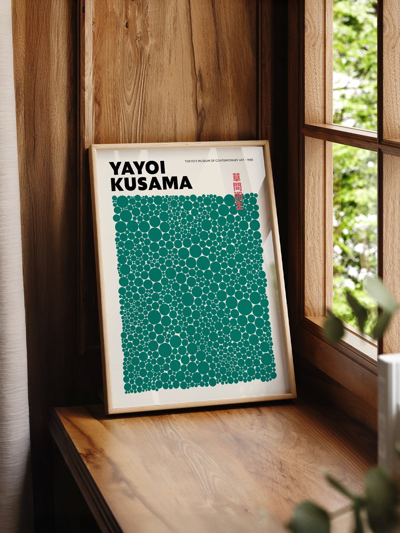 Yayoi Kusama Green Dots Exhibition Poster – Contemporary Japanese Wall Art
