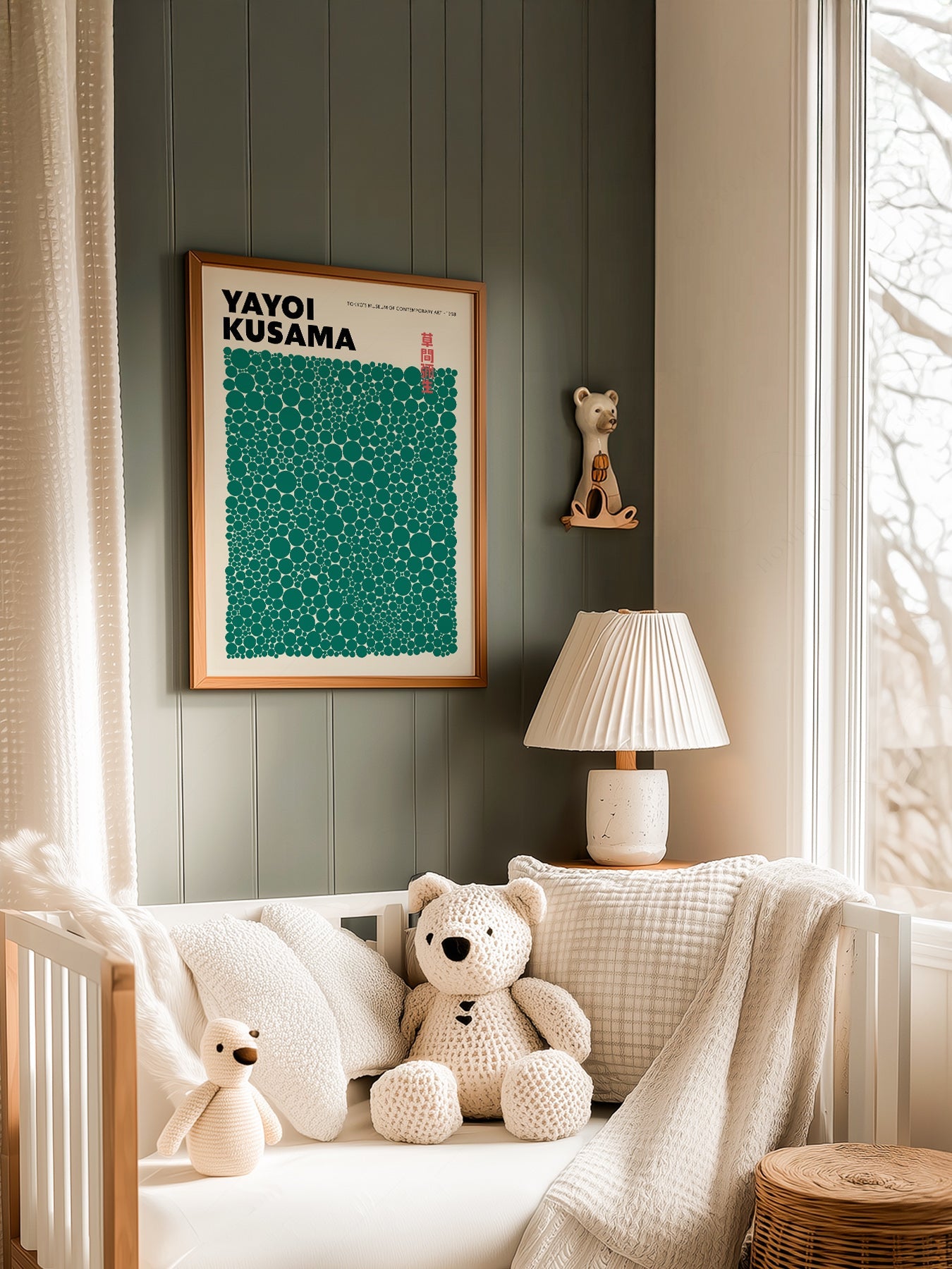 Yayoi Kusama Green Dots Exhibition Poster – Contemporary Japanese Wall Art