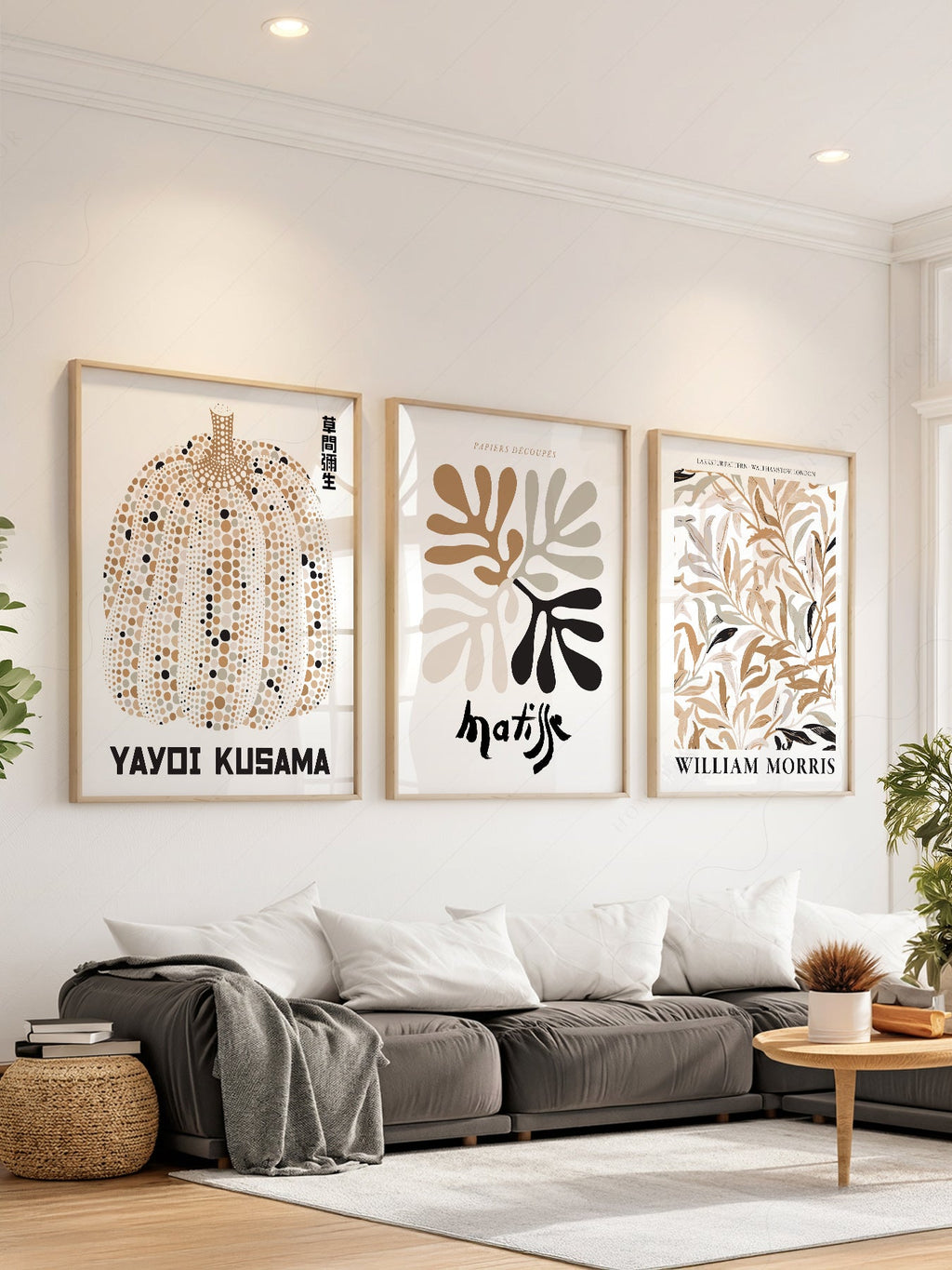 Matisse Kusama Morris Gallery Wall Set of 3 – Neutral Boho Art Prints