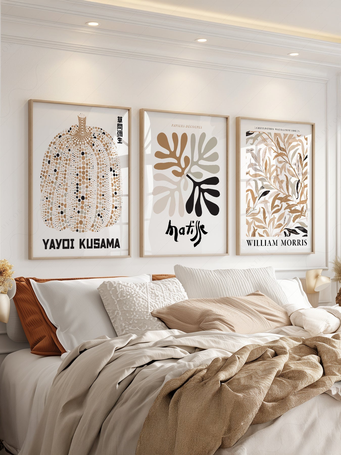 Matisse Kusama Morris Gallery Wall Set of 3 – Neutral Boho Art Prints