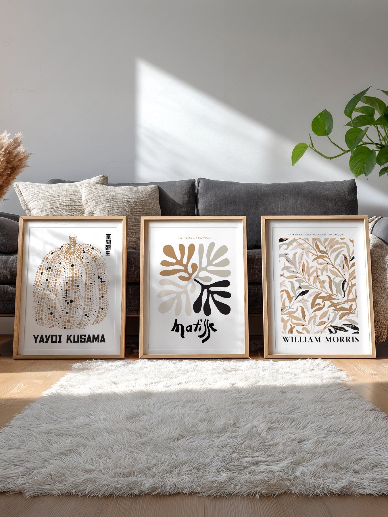 Matisse Kusama Morris Gallery Wall Set of 3 – Neutral Boho Art Prints