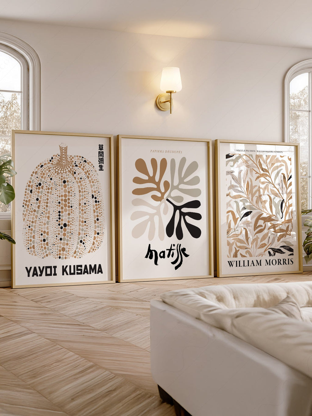 Matisse Kusama Morris Gallery Wall Set of 3 – Neutral Boho Art Prints