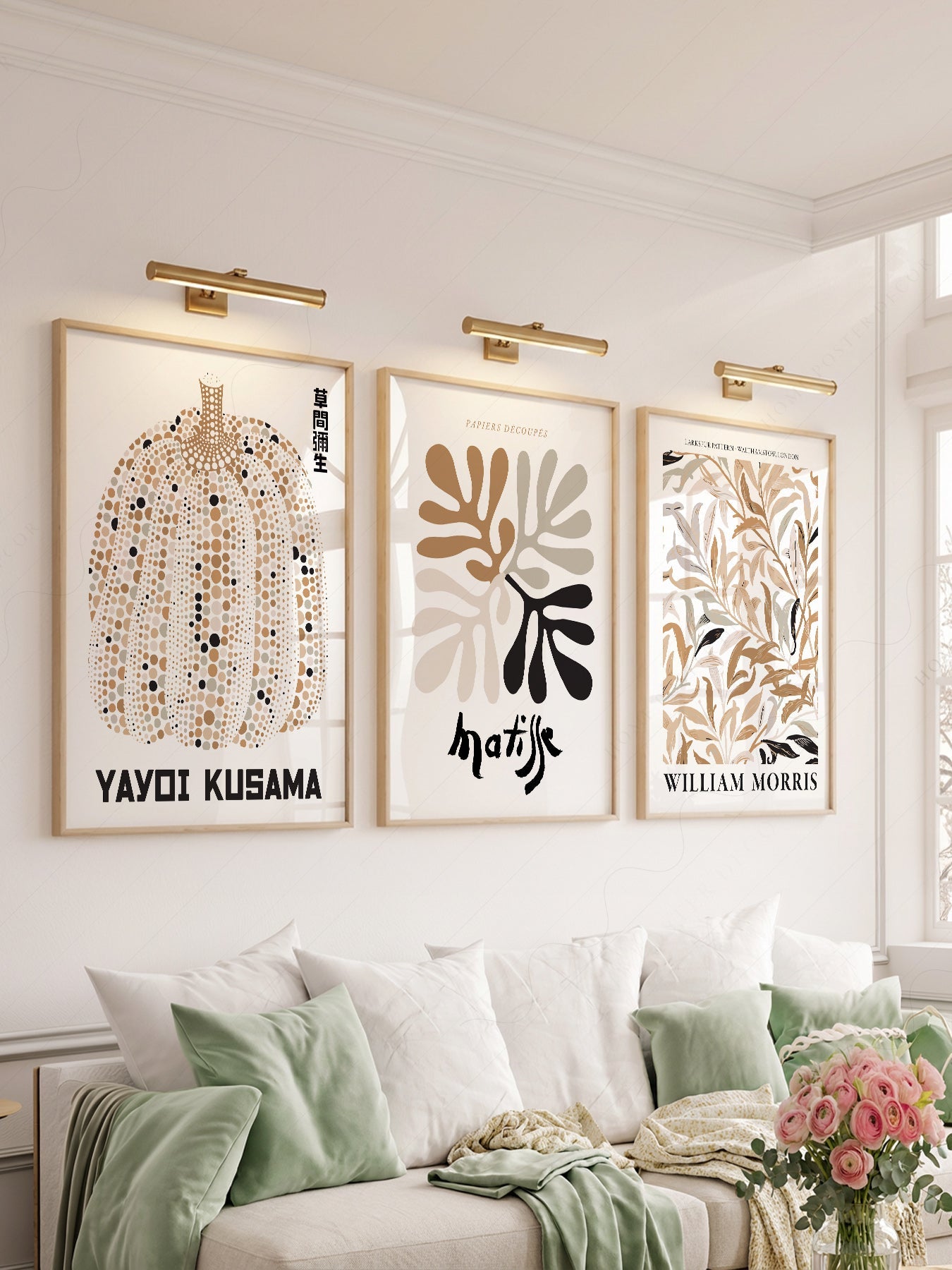 Matisse Kusama Morris Gallery Wall Set of 3 – Neutral Boho Art Prints